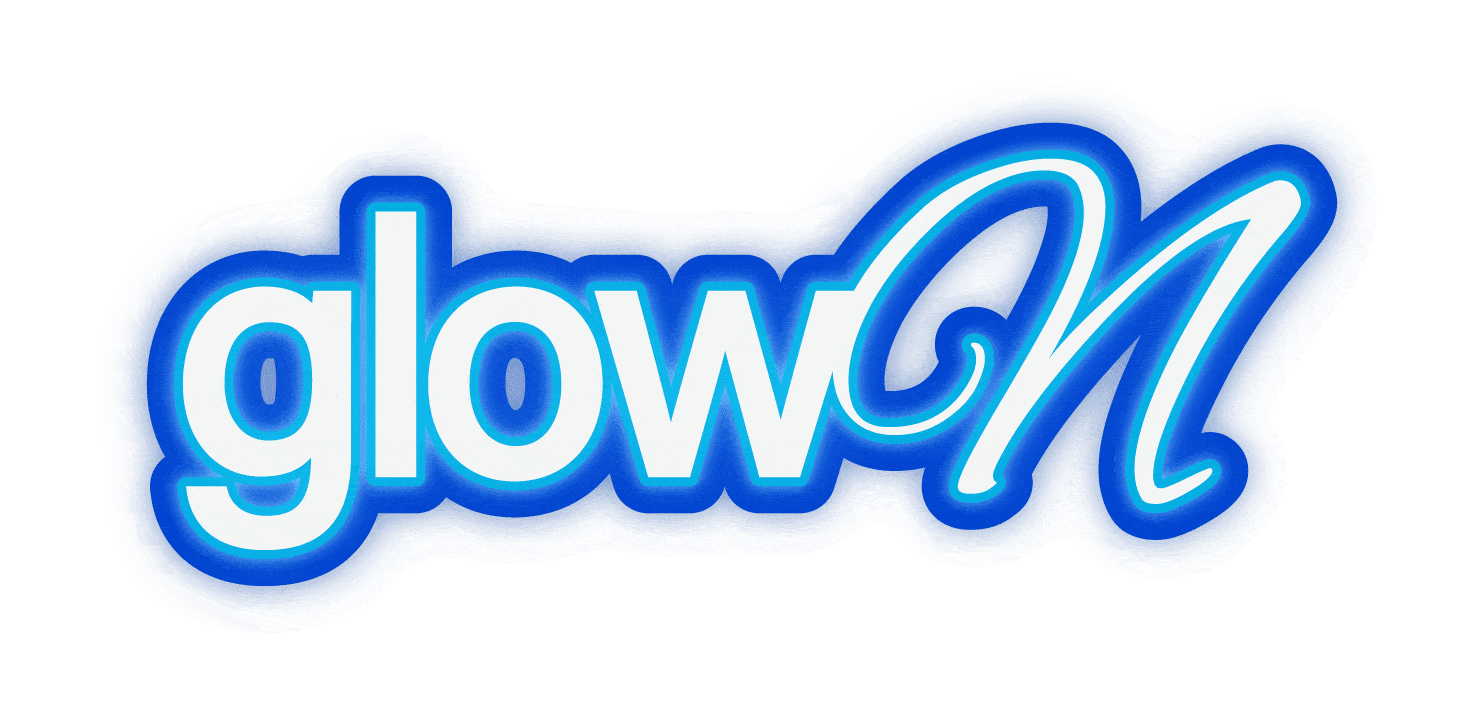 多様なネオンカラーが変化するglowNのロゴ