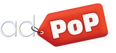 オンラインサイトの商標ロゴを白ベースにしたアイコン,adPOP