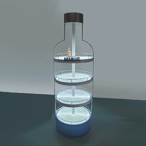 アブソルート,ウォッカ,製品の形状をモチーフにした製品専用ディスプレイ電飾什器,ショッピングモール,商業施設,リカーショップ