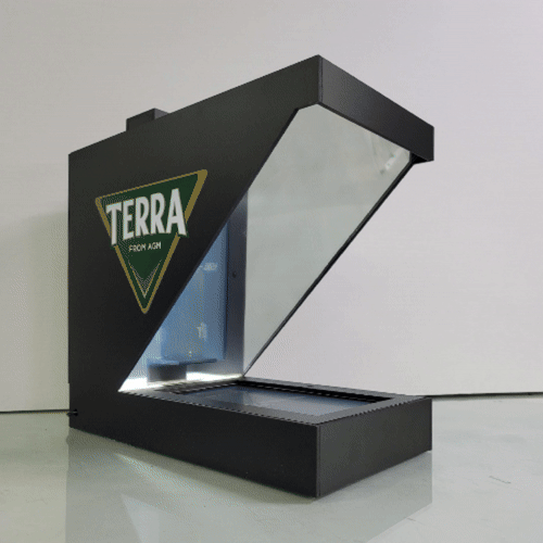 AR(拡張現実)を普及型方式で製作したPOP,実際の製品ボトルに画像とメッセージが重なるAR,ブランド強化