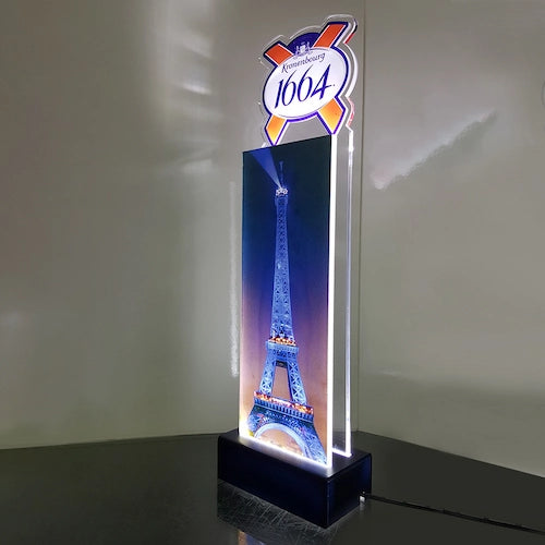 クローネンブルグビールのロゴとエッフェル塔を用したバーカウンターライトサイン,少量生産,ナイトスポット,バー・居酒屋