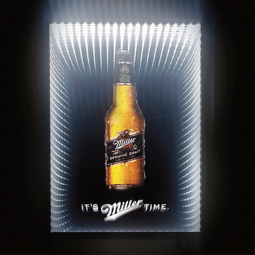 ミラービール. LEDを用いたインフィニティミラーサイネージ,バー・居酒屋,ブランド強化